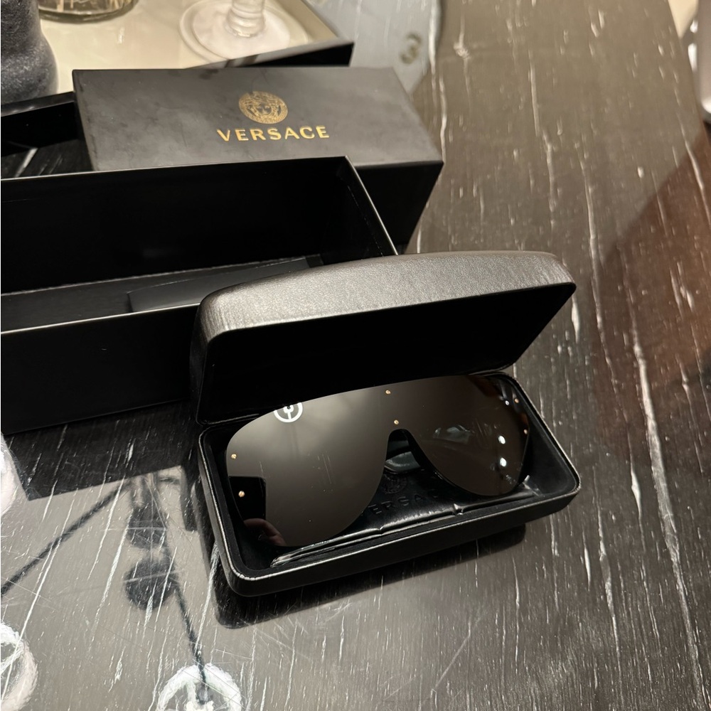 Versace Black Sunglasses with Glossy Lenses
